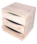 Cassettiera da Tavolo 3 cassetti 36x30x36 cm in Legno di Pino Massiccio Grezzo