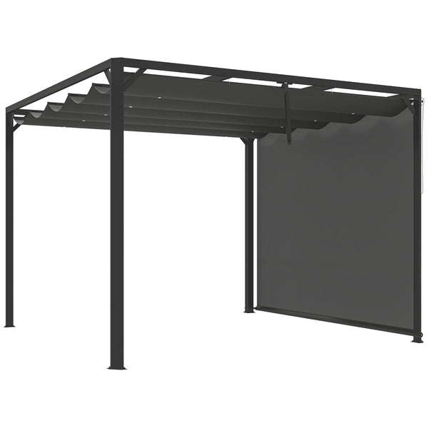 sconto Gazebo Pergola da Giardino 300x300x227 cm con Telo Retrattile e Tenda a Rullo Grigio Scuro