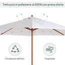 Ombrellone da Giardino Ø2,7 m Palo Ø38 mm in Legno di Pioppo e Bambù Beige