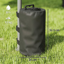 Set 4 Zavorre per Gazebo Ø20x32,5 cm con Maniglie e Cinghie a Strappo in Tessuto Plastica 500D Nero      