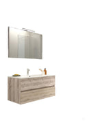 Mobile da Bagno Sospeso con Lavabo 90 cm e Specchio Bali Light Rovere Naturale      