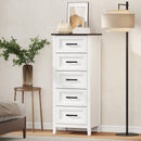 Cassettiera 45x35x106 cm con 5 Cassetti in MDF Bianco e Marrone      