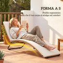 Lettino Sdraio a S da Esterno 175x57x80 cm con Cuscino in Rattan PE e Acciaio Crema      