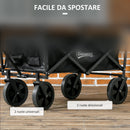 Carrello da Giardino 110L con Maniglia Telescopica e Tettuccio in Acciaio e Tessuto Oxford Nero