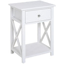 Comodino per Camera da Letto Tavolino d'Appoggio con Cassetto in Legno Bianco 40x30x55 cm 