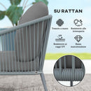 Divano da Giardino 2 Posti Stile Boho 112x72x76 cm con Cuscini Sfoderabili e Braccioli in Rattan PE e Acciaio Grigio      