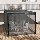 Pergola da Giardino con Tetto Retrattile e Tende 397x297x225 cm in Alluminio e Poliestere Grigio Scuro