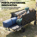 Carrello da Giardino 71x45x86 cm Pieghevole da 60L con Ruote e Lato Apribile in Tessuto Oxford Nero      