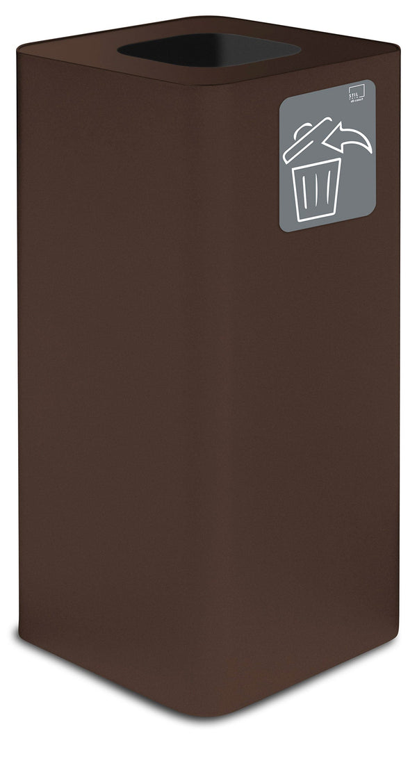 Pattumiera Per Raccolta Rifiuti 38x38xh80 cm In Acciaio Verniciato con Pittogramma Magnetico Marrone sconto