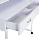 Scrivania Tavolo Porta PC con due Ripiani con Ruote in Legno MDF Bianco 100x36x88 cm 