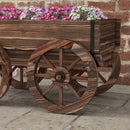 Fioriera in Legno con Ruote e Manico 120x41x54cm Fori di Drenaggio e Finitura Carbonizzata