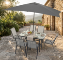 Set Tavolo 6 Sedie e Ombrellone da Giardino in Ferro Taddei Livorno Antracite