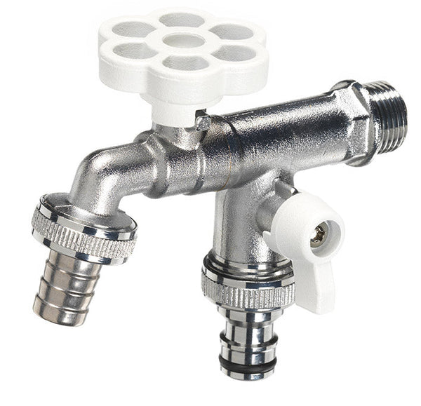 prezzo Rubinetto a Sfera Doppio per Fontana da Giardino con Fiore e Leva Colorate Belfer RUB/030 Bianco