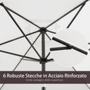 Ombrellone da Giardino 2x3 m Palo Ø38 mm Rettangolare in Alluminio Beach Bianco Crema