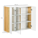Specchiera da Bagno 3 Ante 68x22x60 cm Mensole Regolabili Bianco
