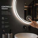 Specchio Rotondo Ø60cm con Spirale LED a 3 Colori Dimmerabile Accensione Touch      