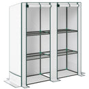 Serra da Giardino  144x48x142-152 cm con 2 Porte Avvolgibili 3 Ripiani e Tasche Laterali in PE Bianco e Verde      