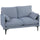 Divano 2 Posti 131x78x83 cm con Braccioli Imbottitura Spessa e 2 Cuscini in Tessuto Blu