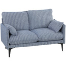 Divano 2 Posti 131x78x83 cm con Braccioli Imbottitura Spessa e 2 Cuscini in Tessuto Blu      