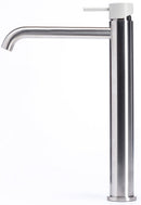 Rubinetto Miscelatore Monocomando Lavabo Alto in Acciaio Inox Satinato Maniglia Perla