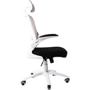 Sedia Direzionale da Ufficio 62x63x119/129 cm Ergonomica con Braccioli Pieghevoli Certificata EN1335 Bianca e Nera
