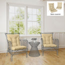 Set 2 Cuscini per Sedie da Esterno 120x50x8 cm con Lacci di Fissaggio in Poliestere e Cotone Beige      