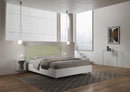 Letto Matrimoniale con Rete e Contenitore Alzata Comoda Struttura Bianco Frassico e Testata in Microfibra Antilia Tè Verde Varie Misure