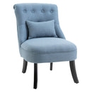 Poltrona da Salotto Imbottita con Cuscino 52.5x69x77 cm in Tessuto Effetto Lino Blu 