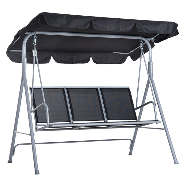 Dondolo 3 Posti da Giardino 170x110x153 cm in Acciaio Nero e Argento sconto