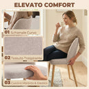 Set di 2 Sedie da Pranzo 46x52x76 cm Seduta Imbottita Schienale Curvo in Tessuto Effetto Lino e Legno di Caucciù Crema      