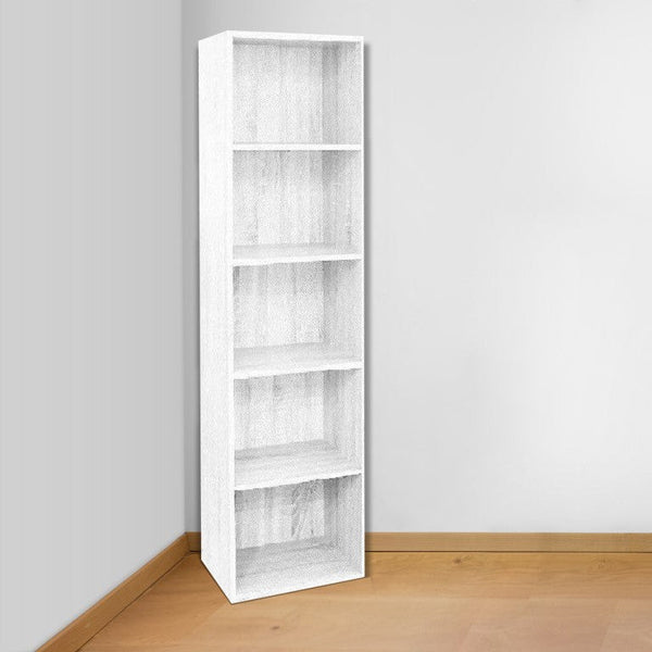 online Libreria a Colonna 40x29x172H cm in Legno Salvaspazio a 5 Ripiani Bianco