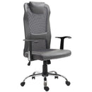Sedia da Ufficio Presidenziale Ergonomica in Rete e Similpelle Altezza Regolabile Grigia 