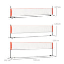 Rete Tennis Portatile 510x102x107/120/155 cm ad Altezza Regolabile Rossa e Nera