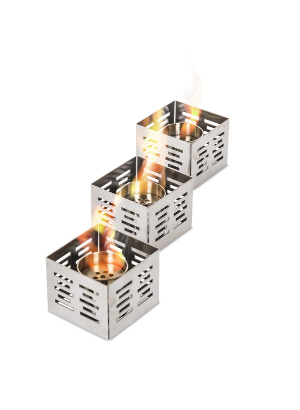 prezzo Set 3 Biocamini da Tavolo 10x10xH8 cm in Acciaio Satinato Set Skato Grigio Cromo