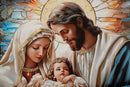 Stampa Dipinta su Tela Laccata Natività con Cornice 102x4x72 cm in Abete e Tela e Plastica      