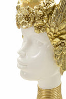 Scultura Athena 17,5x17x38 cm in Resina Bianco e Oro      