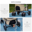 Passeggino per Cani Taglia Piccola con Tettuccio Regolabile e 2 Guinzagli 81x68x98.5 cm Nero e Cachi