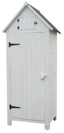 Casetta Box da Giardino 77x55xH179 cm in Legno di Abete 10mm Bianco Armoire