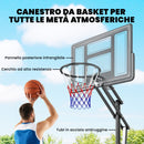 Canestro da Basket Altezza Regolabile 235-305cm in PE Infrangibile Nero      