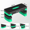 Stepper Aerobico Regolabile 68x29x10-15- 20 cm con Riser in PP Nero e Verde      
