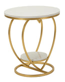 Tavolinetto Heart Oro Ø40x45,5 cm in Ferro e Marmo Oro e Bianco      