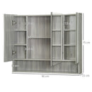 Armadietto a Specchio per Bagno con Ripiani Regolabili 3 Porte e Mensola 90x15x75 cm Grigio   