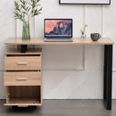 Scrivania con Cassettiera 120x50x75 cm in MDF e Acciaio Quercia Chiaro e Nero   