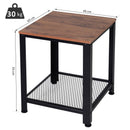 Tavolino da Soggiorno 2 Ripiani 45x45x55 cm in Legno e Acciaio  Nero
