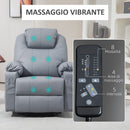 Poltrona Alzapersona Reclinabile con 8 Punti Massaggio e Telecomando Grigio  