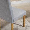 Set 2 Sedie Imbottite 50x62x96 cm in Tessuto Effetto Lino Grigio Chiaro
