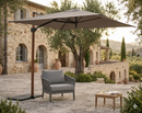 Ombrellone da Giardino Decentrato 2,5x2,5m Palo in Alluminio Effetto Legno Tessuto Poliestere Trend Wood Taupe