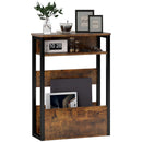 Tavolino da Soggiorno Laterale 46x18x58,5 cm in Stile Industriale 2 Ripiani in Legno e Metallo Marrone