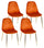 Set 4 Sedie Imbottite 44x55x86 cm in Velluto Arancione e Oro