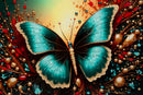 Stampa Decorata su Tela Laccata con Cornice Butterly 70x4x100 cm in Abete e Tela e Plastica      